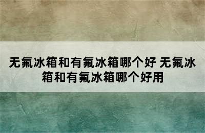 无氟冰箱和有氟冰箱哪个好 无氟冰箱和有氟冰箱哪个好用